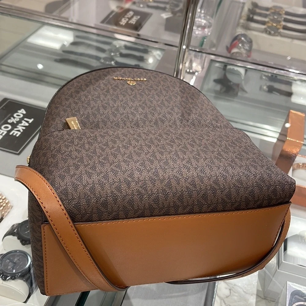 Michael Kors Womens Valerie Medium Logo Backpack 30F2G9VB2B Brown  NWT